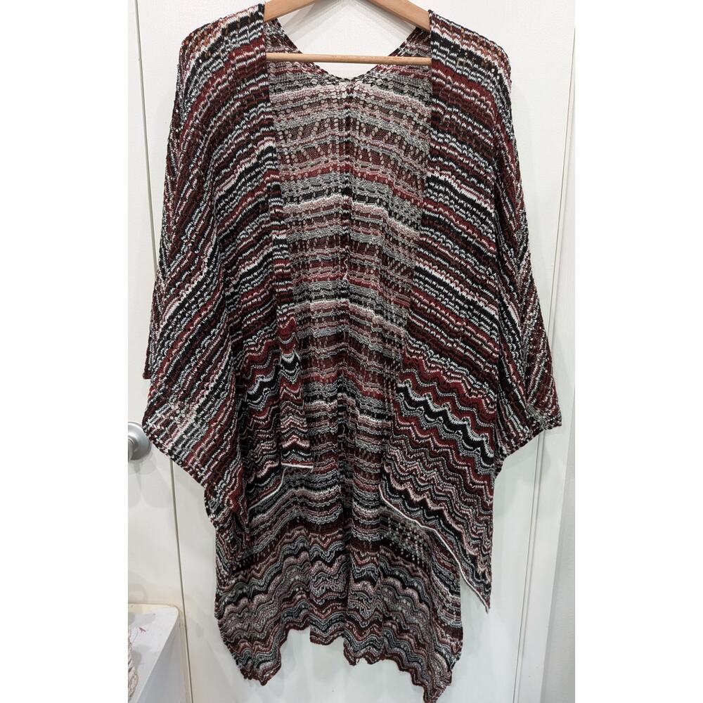 Juicy Couture Whimsigoth Chevron Space Dye Open Knit Poncho Sweater Wrap Soft